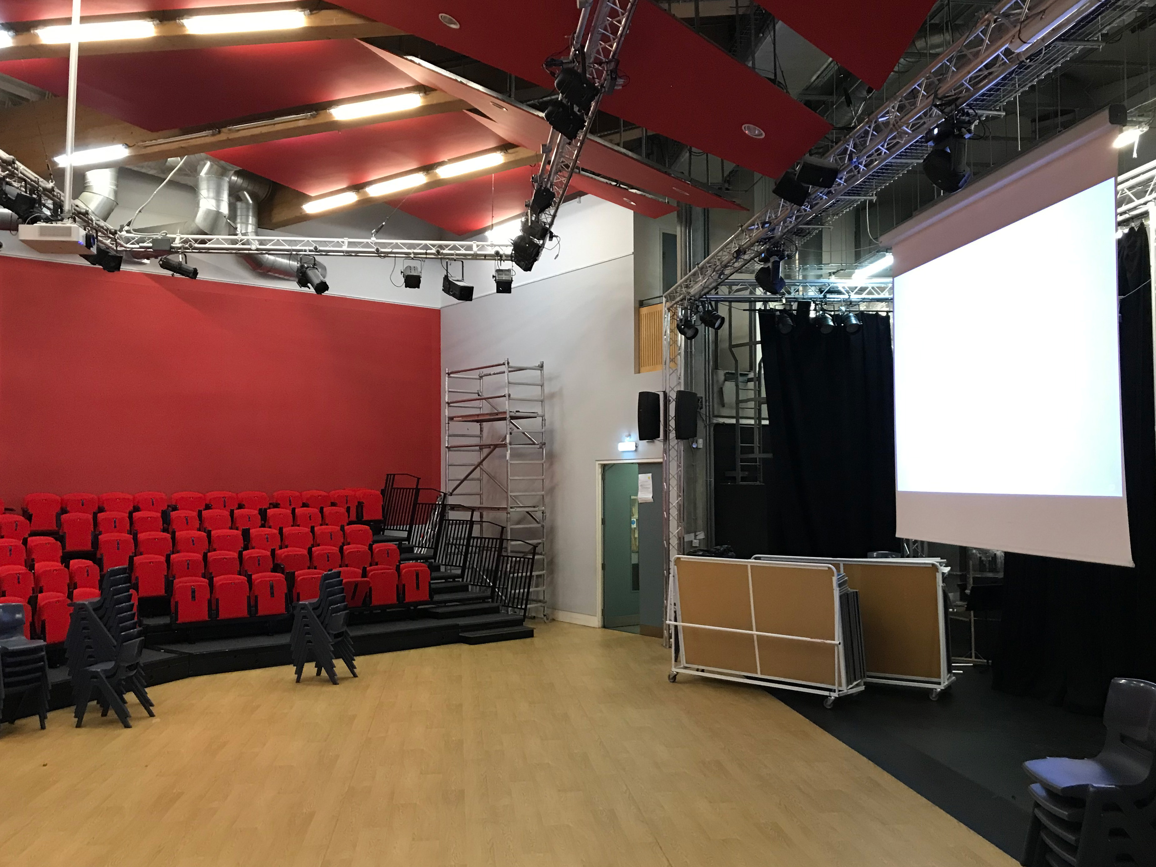  Projector and screen in school hall installation 